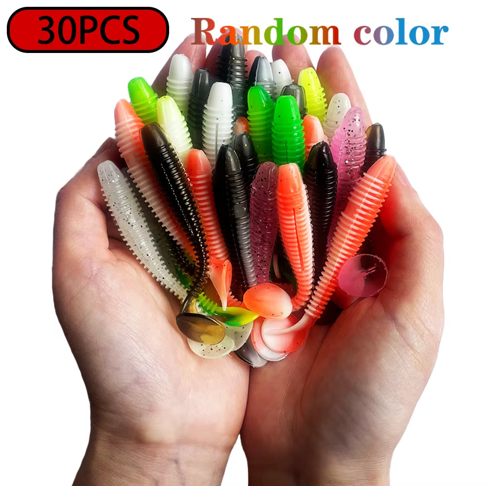 1-100PCS Soft Baits Silicone Lures for Fishing Supplies New Artificial Fishing Bait Fihing Wobbler Goods Fake Fish Kit Sports
