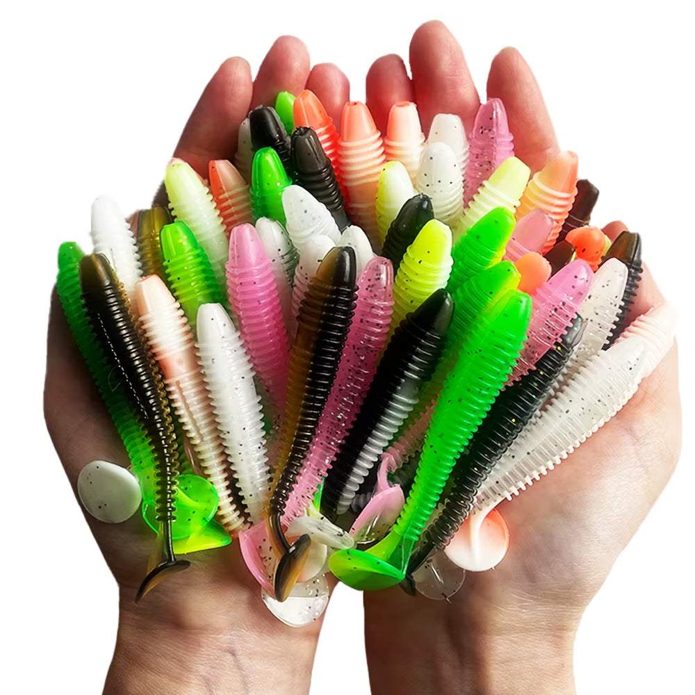 1-100PCS Soft Baits Silicone Lures for Fishing Supplies New Artificial Fishing Bait Fihing Wobbler Goods Fake Fish Kit Sports