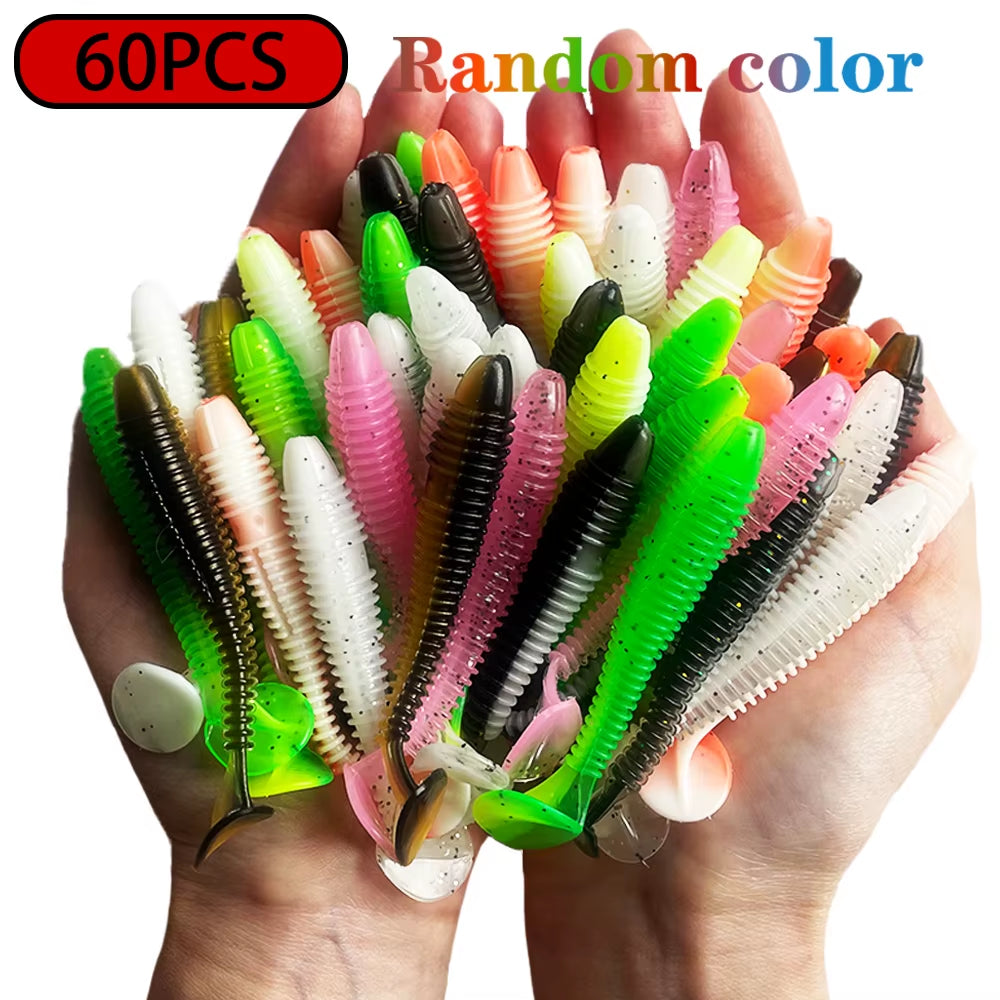 1-100PCS Soft Baits Silicone Lures for Fishing Supplies New Artificial Fishing Bait Fihing Wobbler Goods Fake Fish Kit Sports