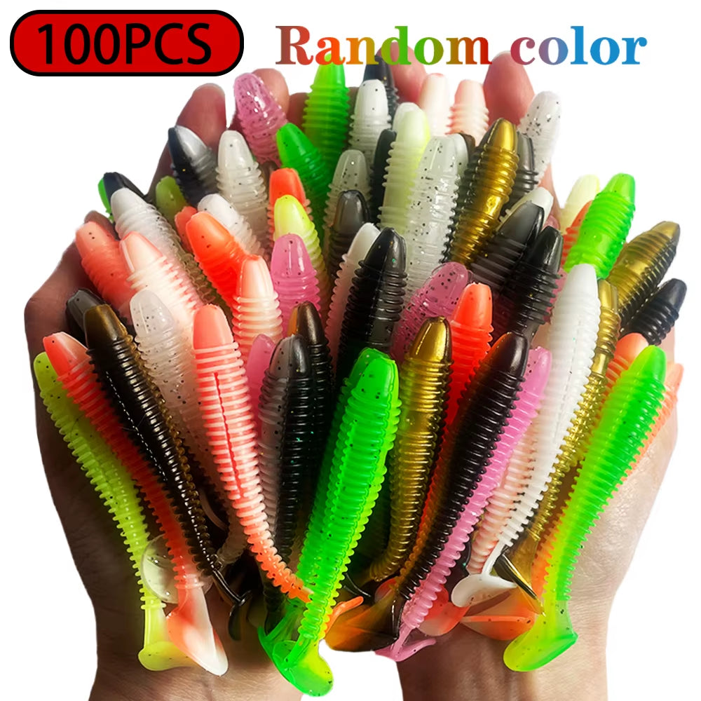 1-100PCS Soft Baits Silicone Lures for Fishing Supplies New Artificial Fishing Bait Fihing Wobbler Goods Fake Fish Kit Sports